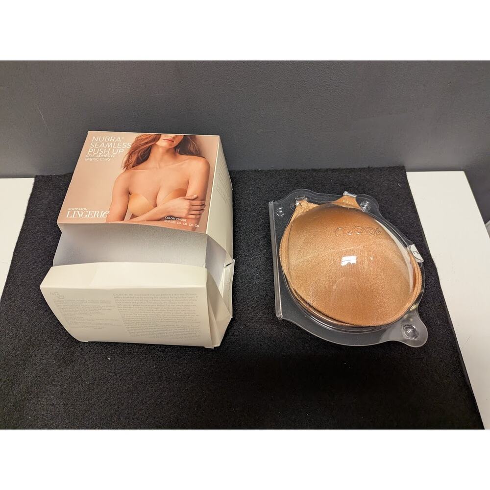 Style N16844 NuBra Ultralite Adhesive Push Up Cups Size D New Nude Strapless